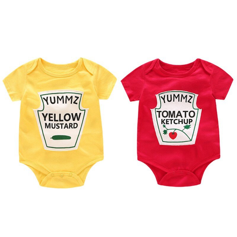 Twin Onesies Mustard and Ketchup Costume